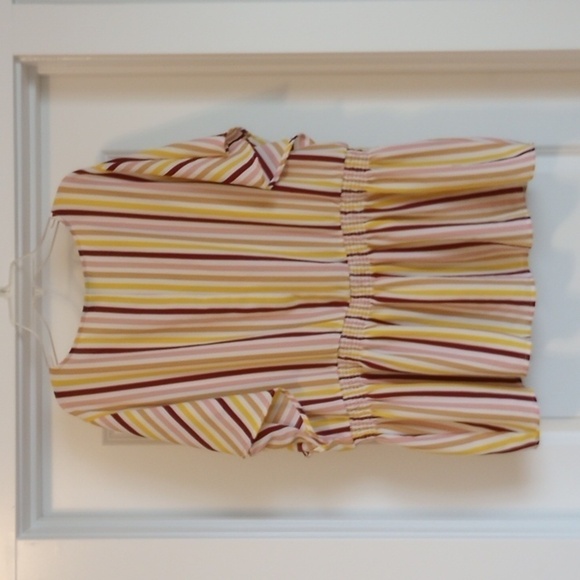 Lane Bryant Womens Peplum Top Sz 24 Short Sleeve V-Neck Smock Waist Stripe Pink - Picture 6 of 10